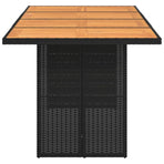 Garden Table with Acacia Wood Top Black 190x80x75cm Poly Rattan