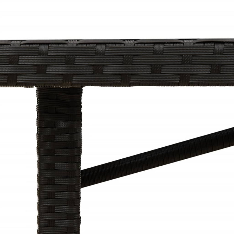 Garden Table with Acacia Wood Top Black 190x80x75cm Poly Rattan