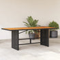 Garden Table with Acacia Wood Top Black 190x80x75cm Poly Rattan