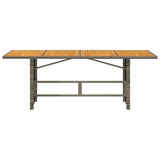 Garden Table with Acacia Wood Top Grey 190x80x75 cm Poly Rattan - Top-Down View