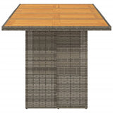 Garden Table with Acacia Wood Top Grey 190x80x75 cm Poly Rattan - 45-Degree Angle