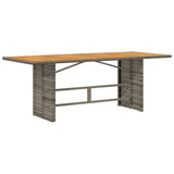 Garden Table with Acacia Wood Top Grey 190x80x75 cm Poly Rattan - Rear View