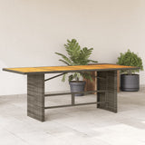 Garden Table with Acacia Wood Top Grey 190x80x75 cm Poly Rattan