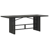 Garden Table with Glass Top Black 190x80x75 cm Poly Rattan - Front View