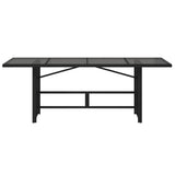 Garden Table with Glass Top Black 190x80x75 cm Poly Rattan - Top-Down View