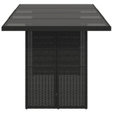 Garden Table with Glass Top Black 190x80x75 cm Poly Rattan - 45-Degree Angle