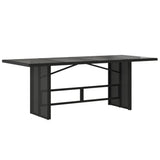 Garden Table with Glass Top Black 190x80x75 cm Poly Rattan - Rear View