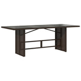 Garden Table with Glass Top Brown 190x80x75 cm Poly Rattan - Front View