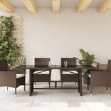 Garden Table with Glass Top Brown 190x80x75 cm Poly Rattan - Side View