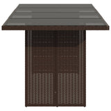 Garden Table with Glass Top Brown 190x80x75 cm Poly Rattan