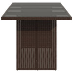 Garden Table with Glass Top Brown 190x80x75 cm Poly Rattan