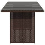 Garden Table with Glass Top Brown 190x80x75 cm Poly Rattan - 45-Degree Angle
