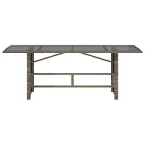 Garden Table with Glass Top Grey 190x80x75 cm Poly Rattan