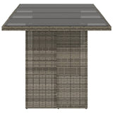 Garden Table with Glass Top Grey 190x80x75 cm Poly Rattan - 45-Degree Angle