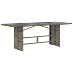 Garden Table with Glass Top Grey 190x80x75 cm Poly Rattan