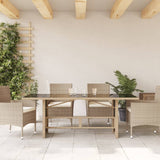 Garden Table with Glass Top Beige 190x80x75 cm Poly Rattan - Side View
