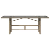 Garden Table with Glass Top Beige 190x80x75 cm Poly Rattan - Top-Down View