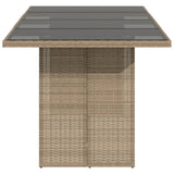 Garden Table with Glass Top Beige 190x80x75 cm Poly Rattan - 45-Degree Angle