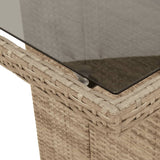 Garden Table with Glass Top Beige 190x80x75 cm Poly Rattan - Low Angle