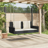 Swing Bench with Cushions Black 119x56x48 cm Poly Rattan - Side View