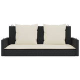 Swing Bench with Cushions Black 119x56x48 cm Poly Rattan - Top-Down View