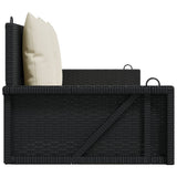 Swing Bench with Cushions Black 119x56x48 cm Poly Rattan - 45-Degree Angle