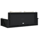 Swing Bench with Cushions Black 119x56x48 cm Poly Rattan - Rear View