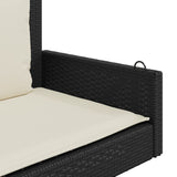 Swing Bench with Cushions Black 119x56x48 cm Poly Rattan - Close-Up Angle
