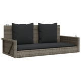 Swing Bench with Cushions Grey 119x56x48 cm Poly Rattan - Front View