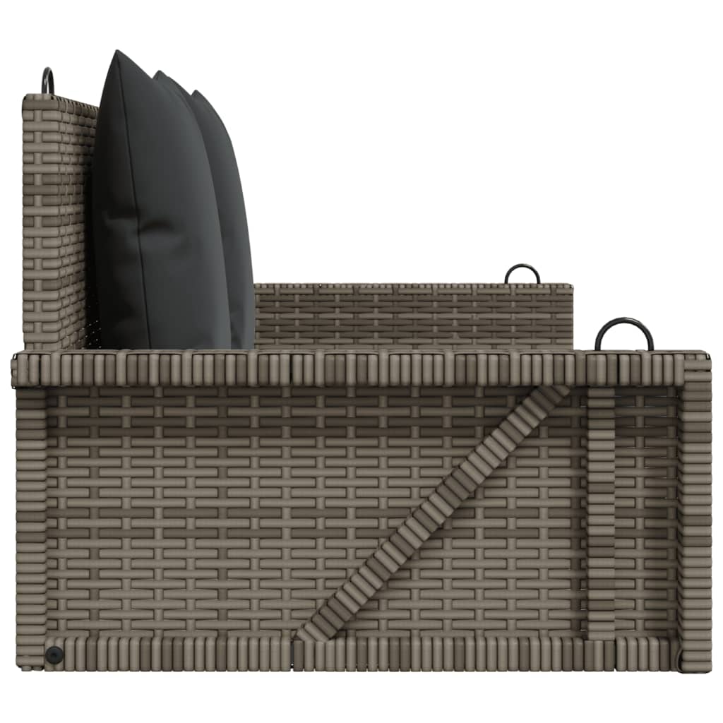 Swing Bench with Cushions Grey 119x56x48 cm Poly Rattan