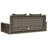 Swing Bench with Cushions Grey 119x56x48 cm Poly Rattan - Rear View