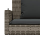 Swing Bench with Cushions Grey 119x56x48 cm Poly Rattan - Low Angle