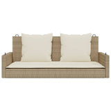 Swing Bench with Cushions Beige 119x56x48 cm Poly Rattan - Top-Down View