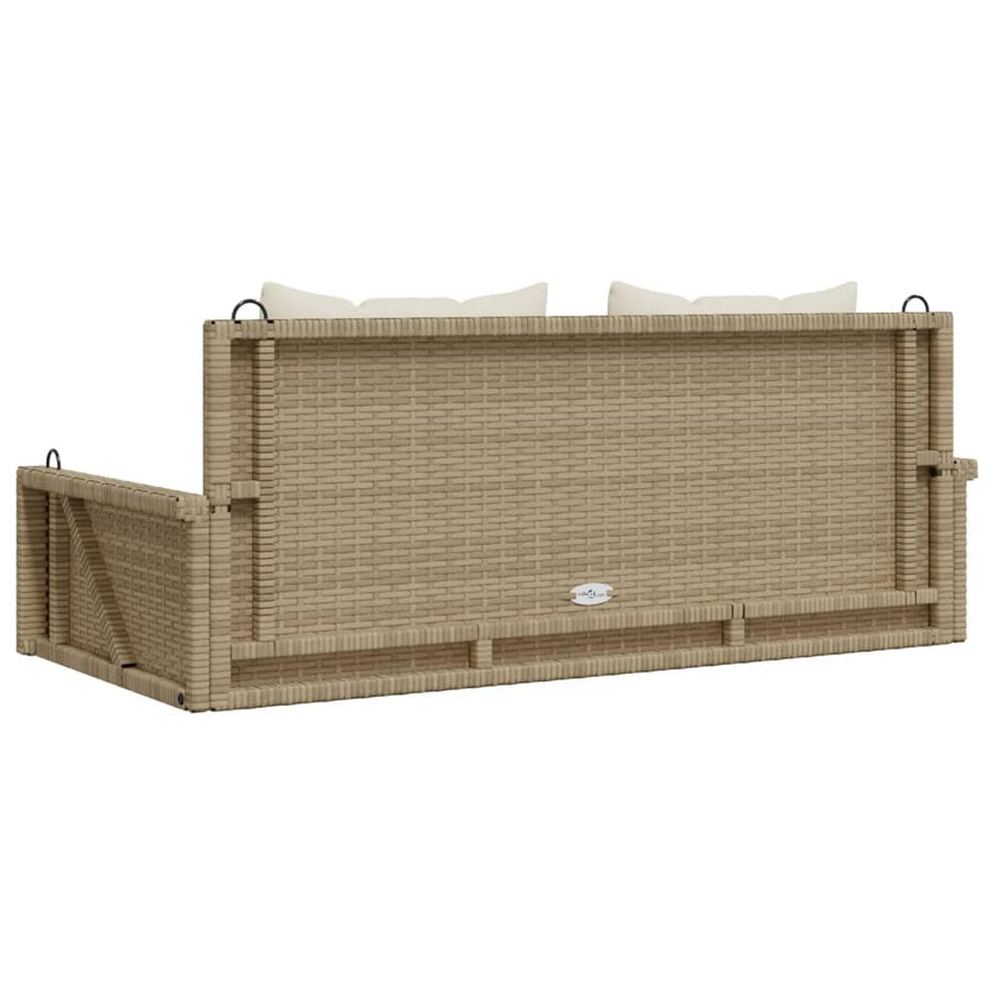 Swing Bench with Cushions Beige 119x56x48 cm Poly Rattan