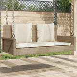 Swing Bench with Cushions Beige 119x56x48 cm Poly Rattan