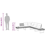 Garden Sofa with Cushions L-shaped Grey Poly Rattan and Acacia