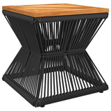Coffee Table with Wire Base Black 38x38x38 cm Solid Wood Acacia - Front View