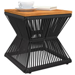 Coffee Table with Wire Base Black 38x38x38 cm Solid Wood Acacia