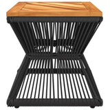 Coffee Table with Wire Base Black 38x38x38 cm Solid Wood Acacia