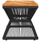 Coffee Table with Wire Base Black 38x38x38 cm Solid Wood Acacia - 45-Degree Angle