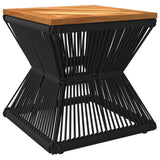 Coffee Table with Wire Base Black 38x38x38 cm Solid Wood Acacia - Close-Up Angle