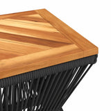 Coffee Table with Wire Base Black 38x38x38 cm Solid Wood Acacia