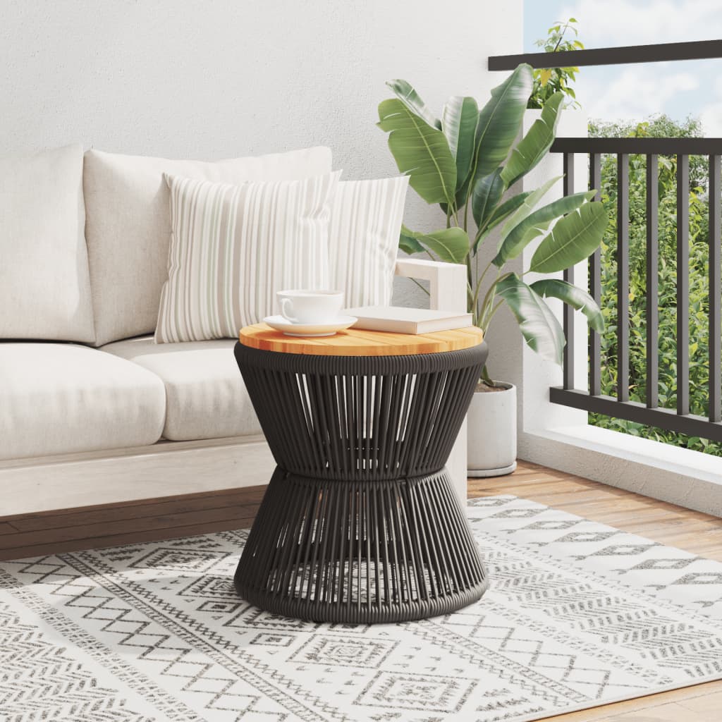 Coffee Table with Wire Base Black ?45x44 cm Solid Wood Acacia