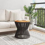 Coffee Table with Wire Base Black ?45x44 cm Solid Wood Acacia