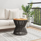 Coffee Table with Wire Base Black Ø 45x44 cm Solid Wood Acacia - Side View