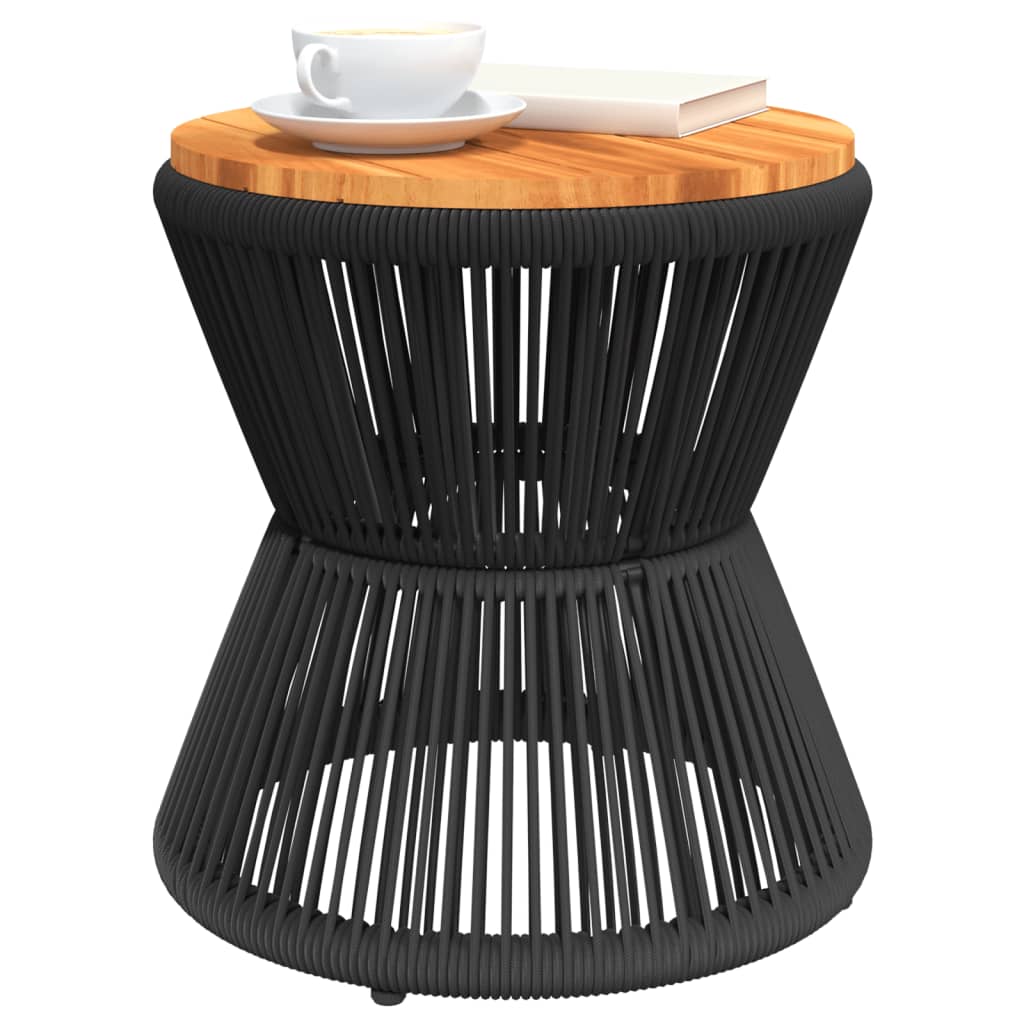Coffee Table with Wire Base Black ?45x44 cm Solid Wood Acacia