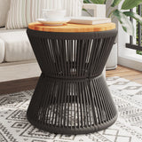 Coffee Table with Wire Base Black ?45x44 cm Solid Wood Acacia