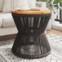 Coffee Table with Wire Base Black ?45x44 cm Solid Wood Acacia