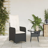 Reclining Garden Chair with Cushions Black Poly Rattan
