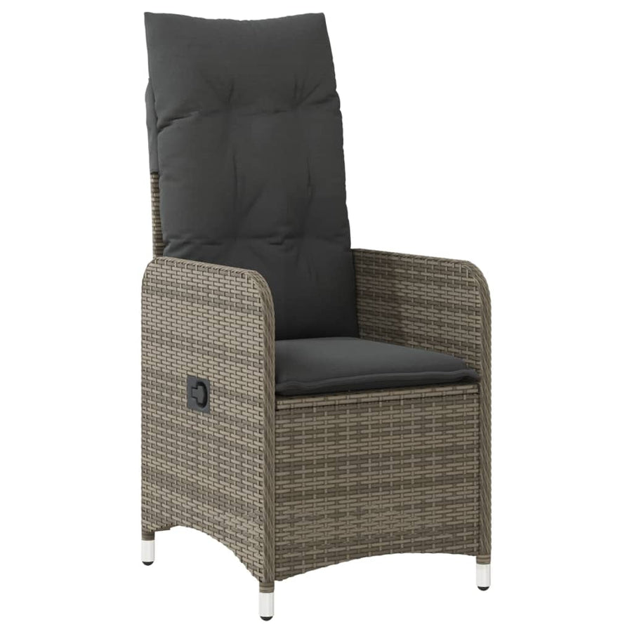 Reclining Garden Chair with Cushions Grey Poly Rattan